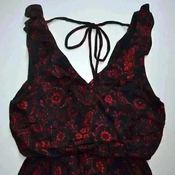 LOFT  Red and Black Floral Maxi Dress - size small - Picture 4 of 7
